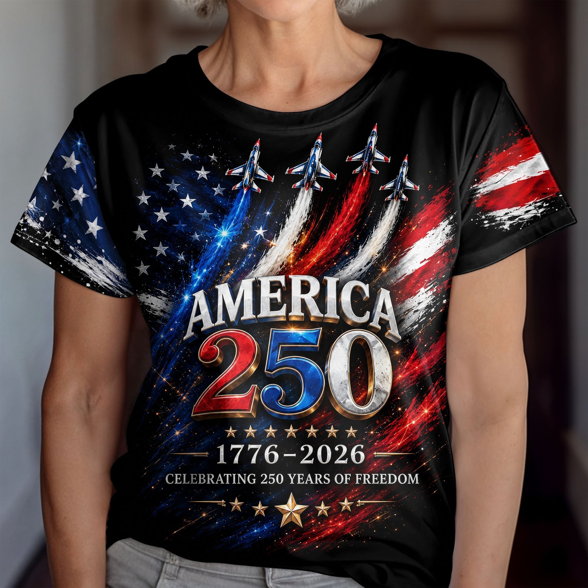 Personalized Independence Day T-Shirt Custom Name 250th Anniversary Gift
