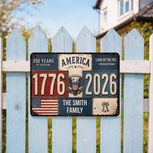 Load image into Gallery viewer, Personalized Metal Sign American Flag Custom Family Name Gift
