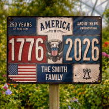 Load image into Gallery viewer, Personalized Metal Sign American Flag Custom Family Name Gift
