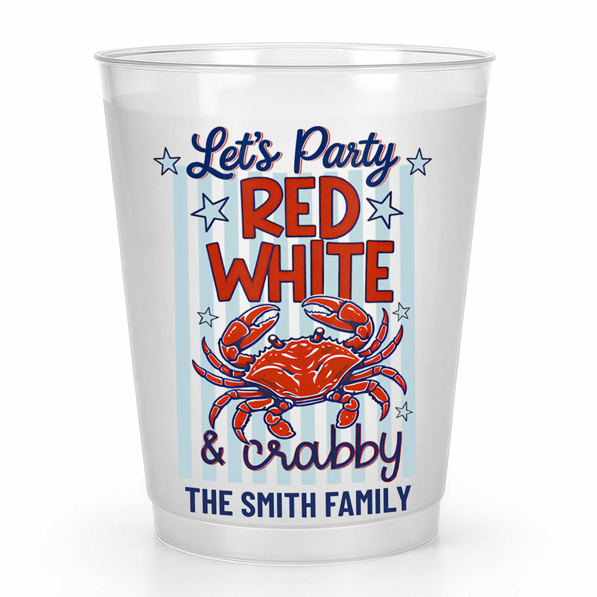 Personalized Frosted Cups Custom Family Name 4th of July Party