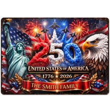 Load image into Gallery viewer, Personalized Metal Sign Custom Family Name USA Flag Gift

