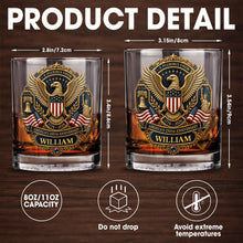Load image into Gallery viewer, Personalized Whiskey Glass Custom Family Name American Flag Gift for Dad

