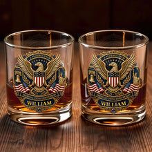 Load image into Gallery viewer, Personalized Whiskey Glass Custom Family Name American Flag Gift for Dad

