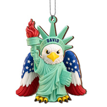 Load image into Gallery viewer, Personalized Wood Car Hanging Ornament Custom Name Patriotic Gift
