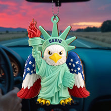 Load image into Gallery viewer, Personalized Wood Car Hanging Ornament Custom Name Patriotic Gift
