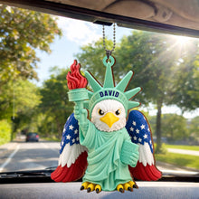 Load image into Gallery viewer, Personalized Wood Car Hanging Ornament Custom Name Patriotic Gift
