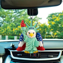 Load image into Gallery viewer, Personalized Wood Car Hanging Ornament Custom Name Patriotic Gift
