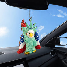 Load image into Gallery viewer, Personalized Wood Car Hanging Ornament Custom Name Patriotic Gift
