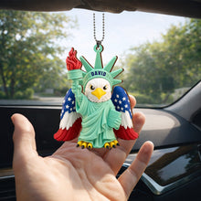 Load image into Gallery viewer, Personalized Wood Car Hanging Ornament Custom Name Patriotic Gift
