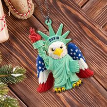 Load image into Gallery viewer, Personalized Wood Car Hanging Ornament Custom Name Patriotic Gift
