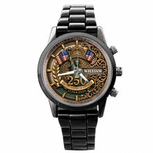 Load image into Gallery viewer, Personalized Men's Watch Custom Name American Flag Gift for Dad
