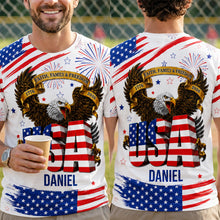 Load image into Gallery viewer, Personalized Patriotic Eagle T-Shirt Custom Name for Dad
