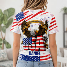 Load image into Gallery viewer, Personalized Patriotic Eagle T-Shirt Custom Name for Dad
