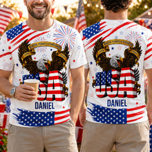 Load image into Gallery viewer, Personalized Patriotic Eagle T-Shirt Custom Name for Dad
