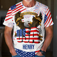 Load image into Gallery viewer, Personalized Patriotic Eagle T-Shirt Custom Name for Dad
