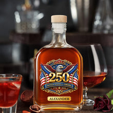 Load image into Gallery viewer, Personalized Whiskey Bottle with Eagle &amp; American Flag Design for Dad, 4th of July Gift
