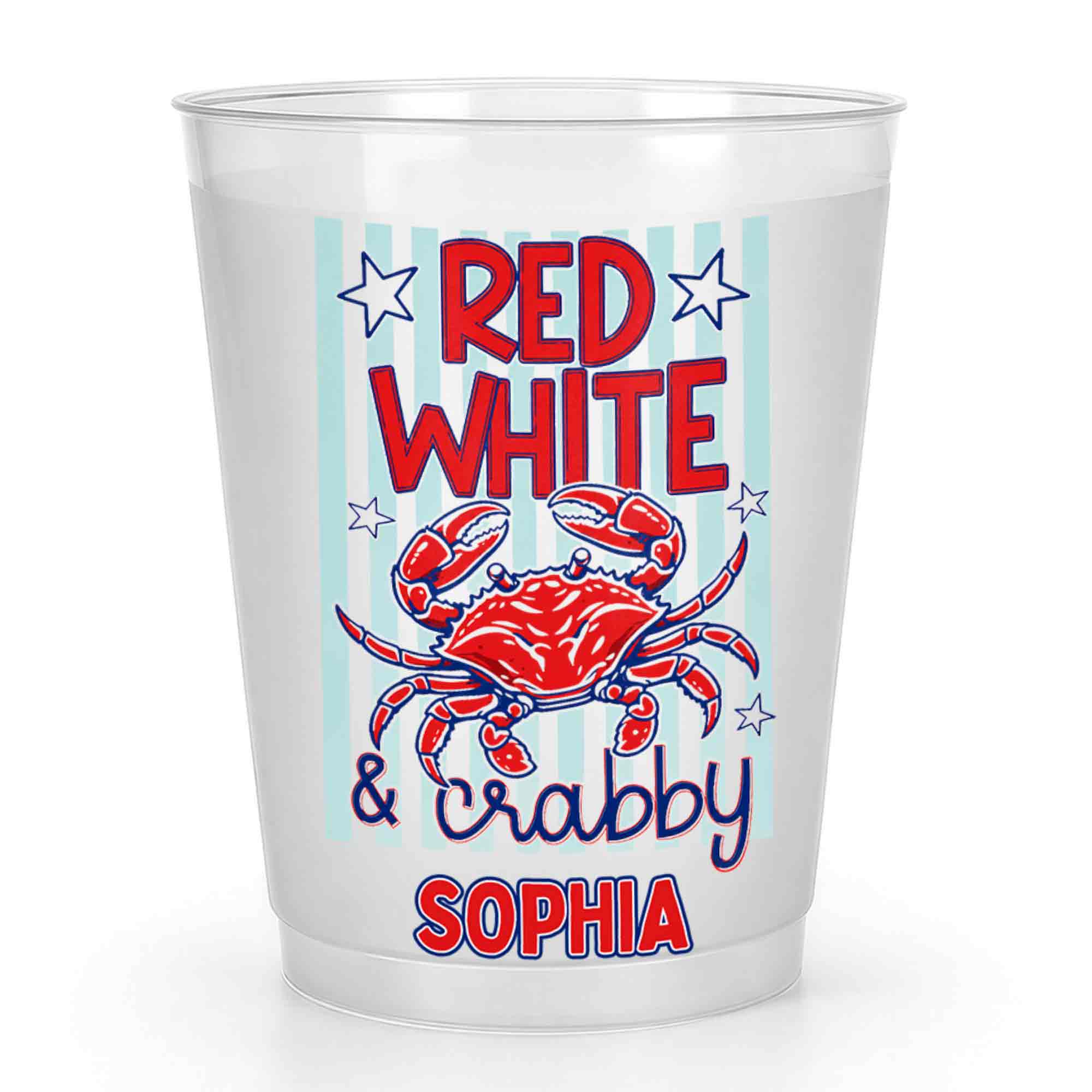 Personalized Frosted Cups Patriotic Crab Independence Day Gift