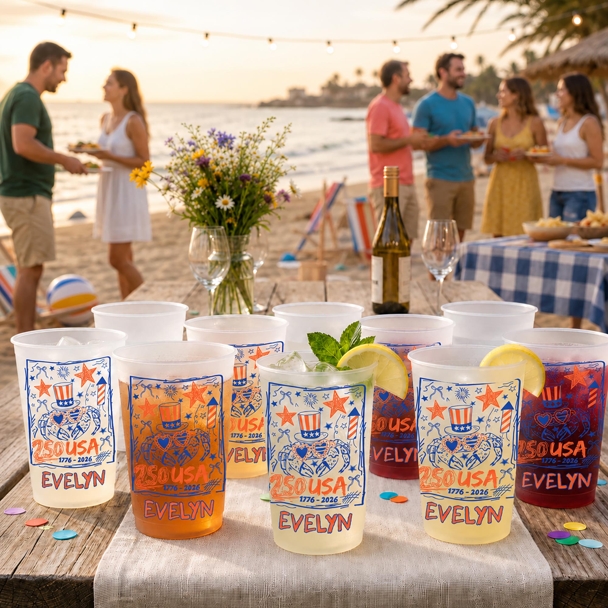 Personalized Frosted Cups Custom Name 4th of July Gift Idea