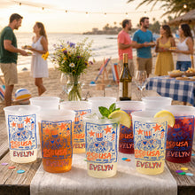 Load image into Gallery viewer, Personalized Frosted Cups Custom Name 4th of July Gift Idea
