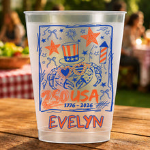Load image into Gallery viewer, Personalized Frosted Cups Custom Name 4th of July Gift Idea
