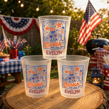 Load image into Gallery viewer, Personalized Frosted Cups Custom Name 4th of July Gift Idea
