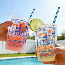 Load image into Gallery viewer, Personalized Frosted Cups Custom Name 4th of July Gift Idea
