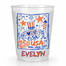 Load image into Gallery viewer, Personalized Frosted Cups Custom Name 4th of July Gift Idea
