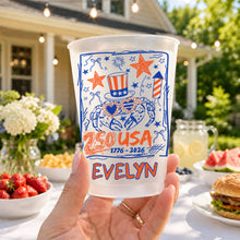 Load image into Gallery viewer, Personalized Frosted Cups Custom Name 4th of July Gift Idea
