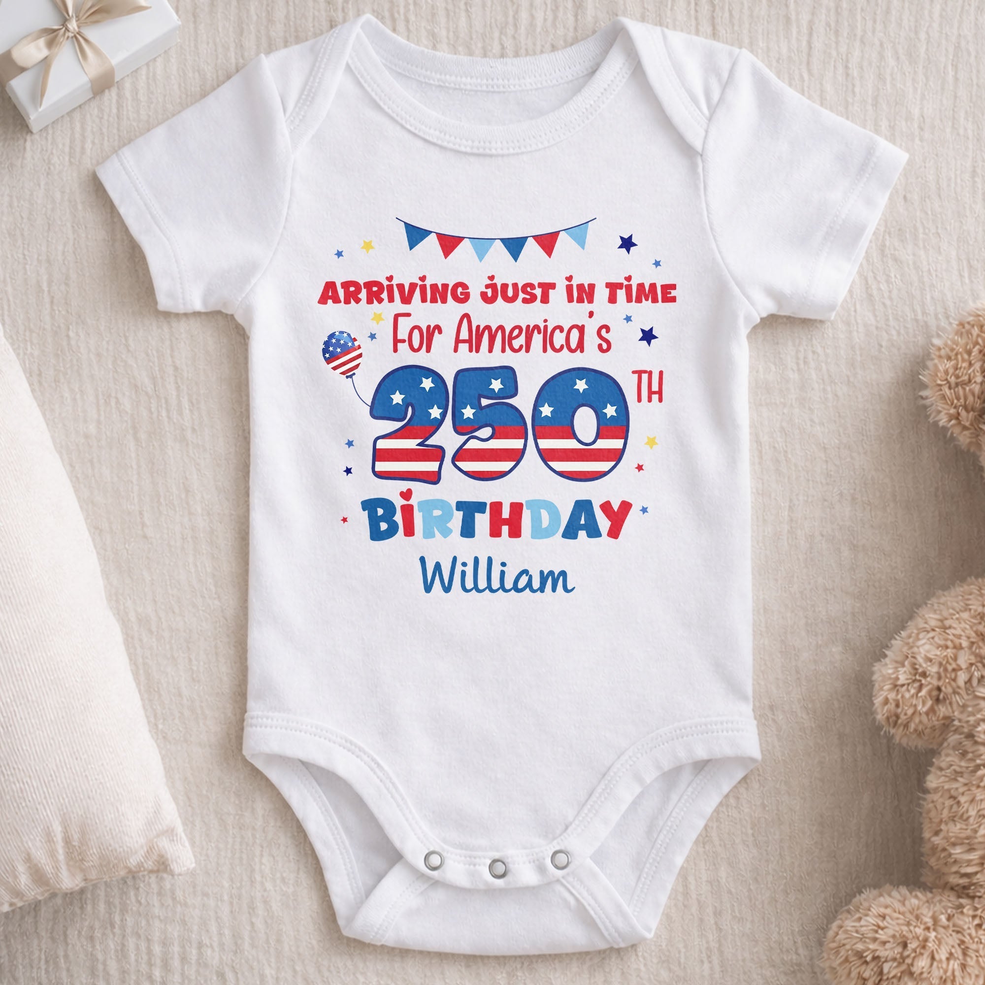 Personalized Baby Onesie Custom Name 4th of July Gift Idea