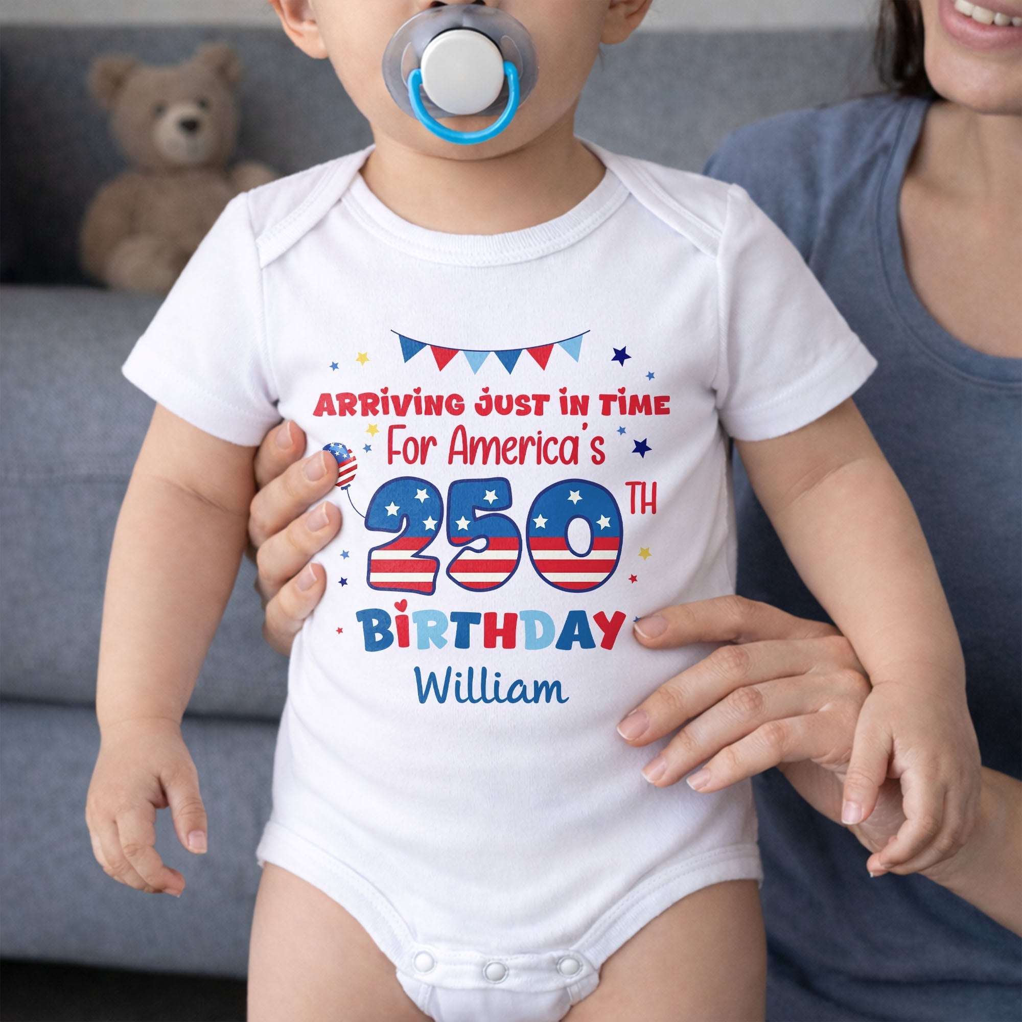 Personalized Baby Onesie Custom Name 4th of July Gift Idea