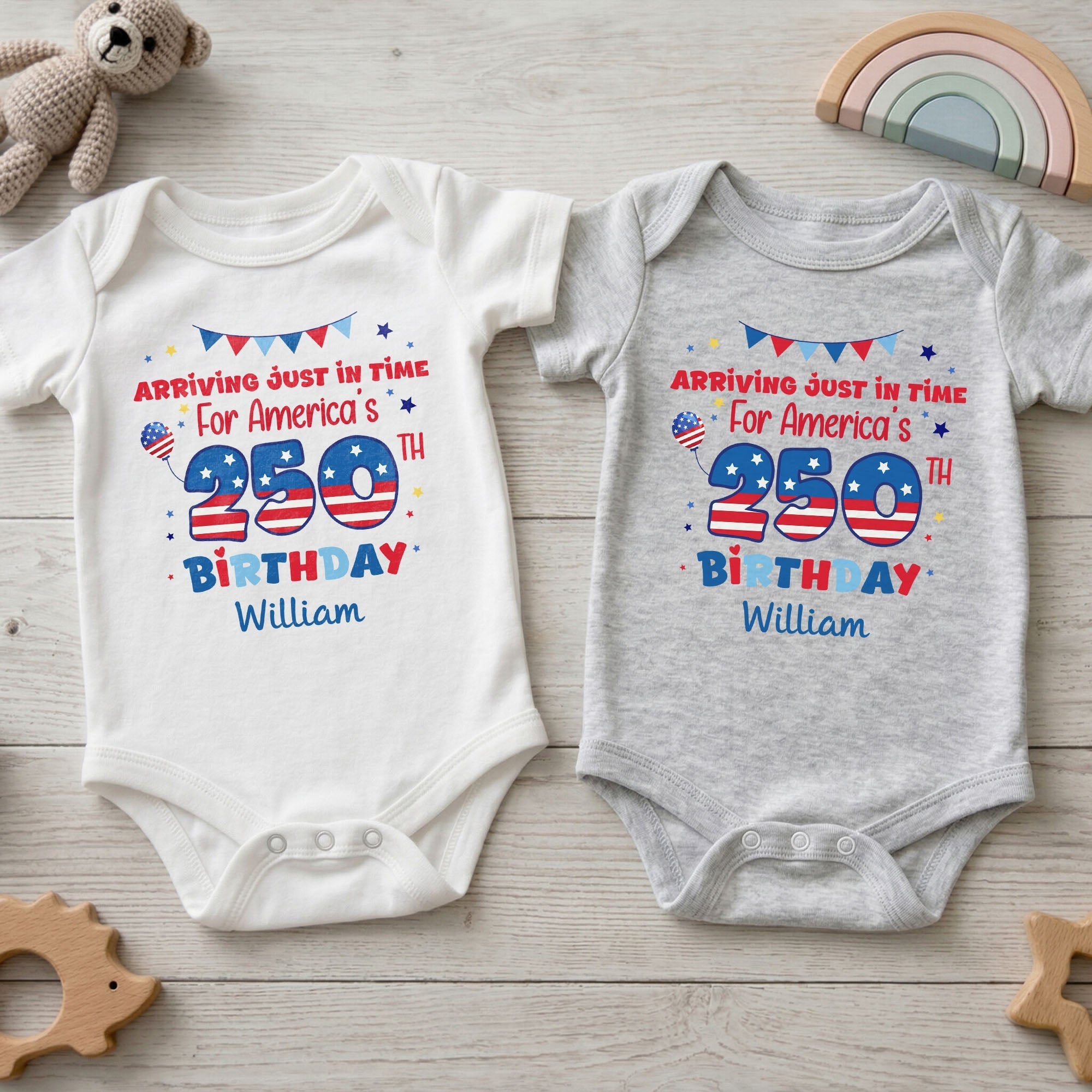 Personalized Baby Onesie Custom Name 4th of July Gift Idea