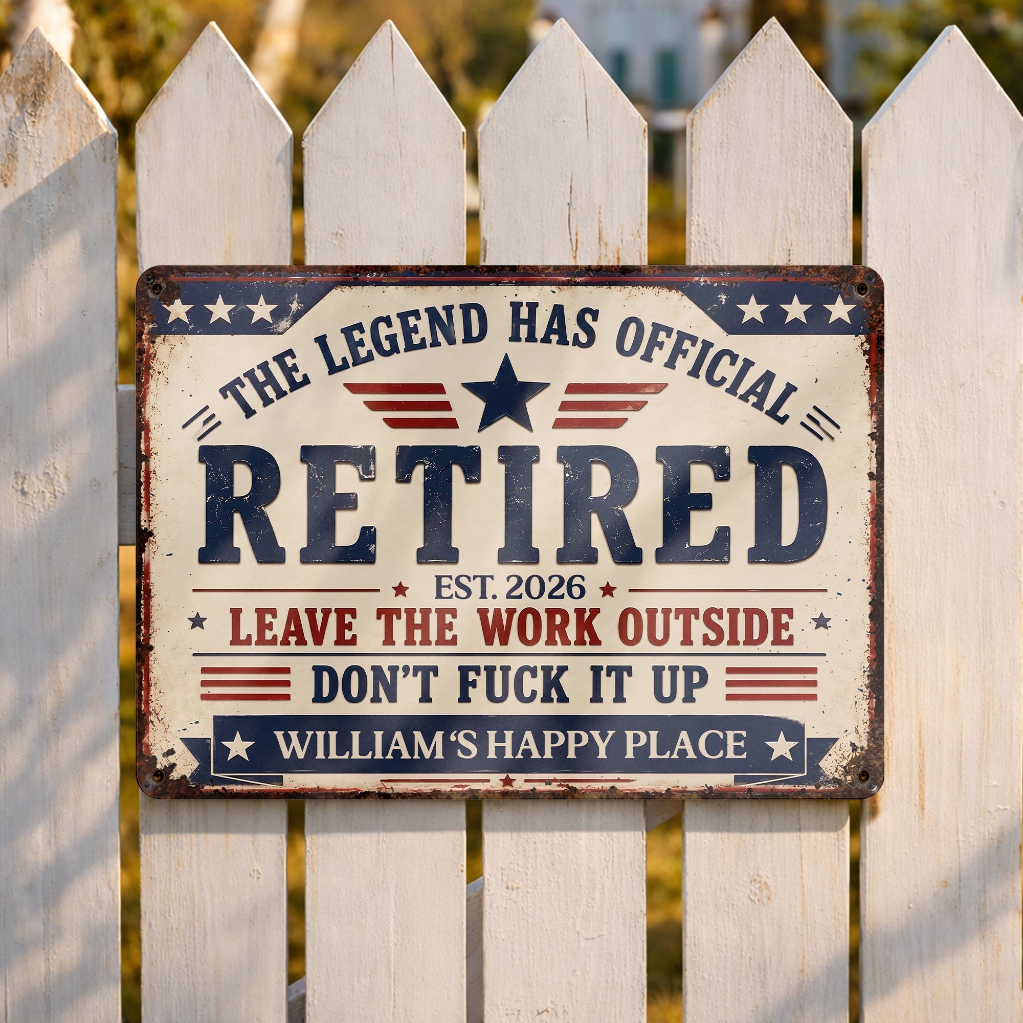 Personalized Metal Sign Custom Name Gift for Dad 4th of July