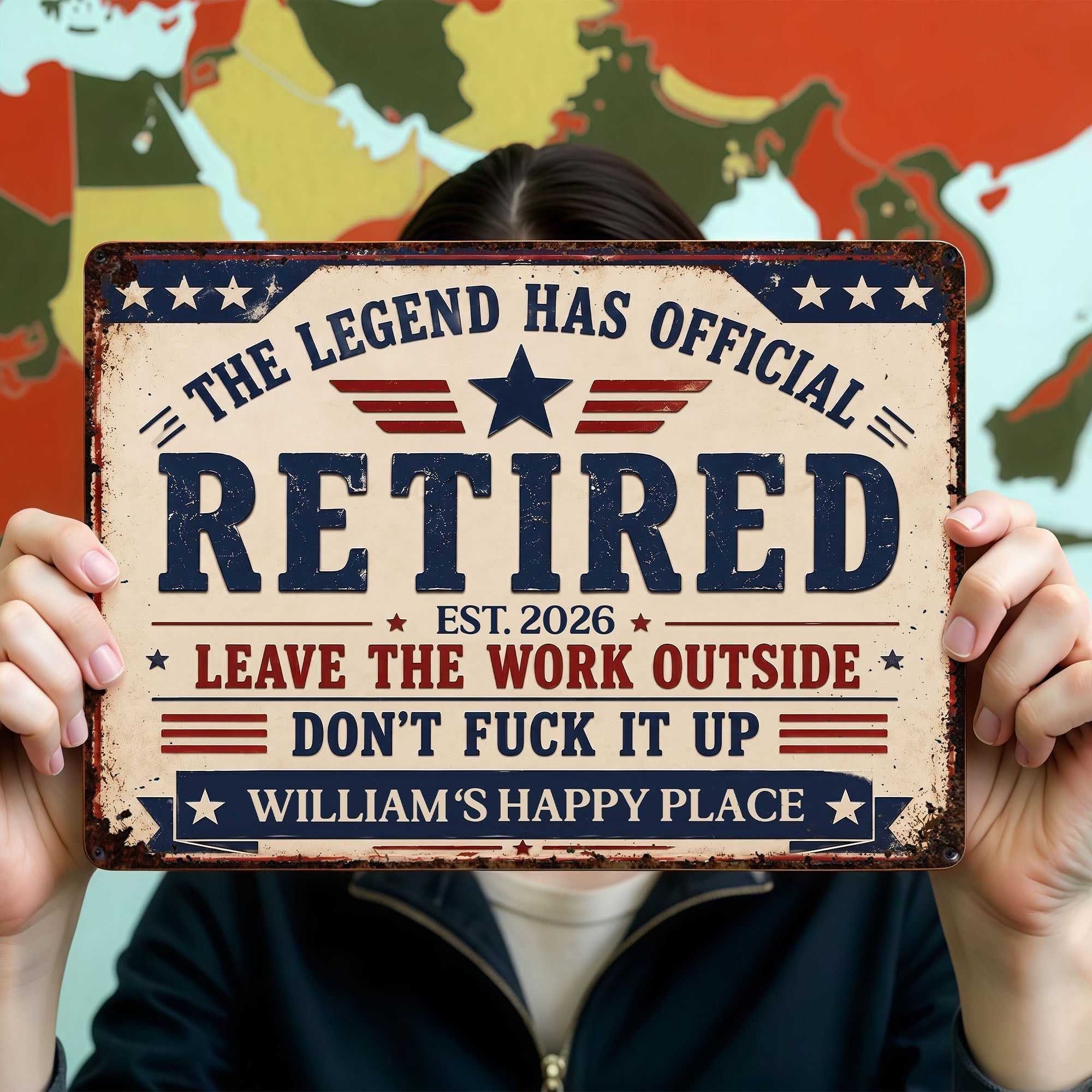 Personalized Metal Sign Custom Name Gift for Dad 4th of July