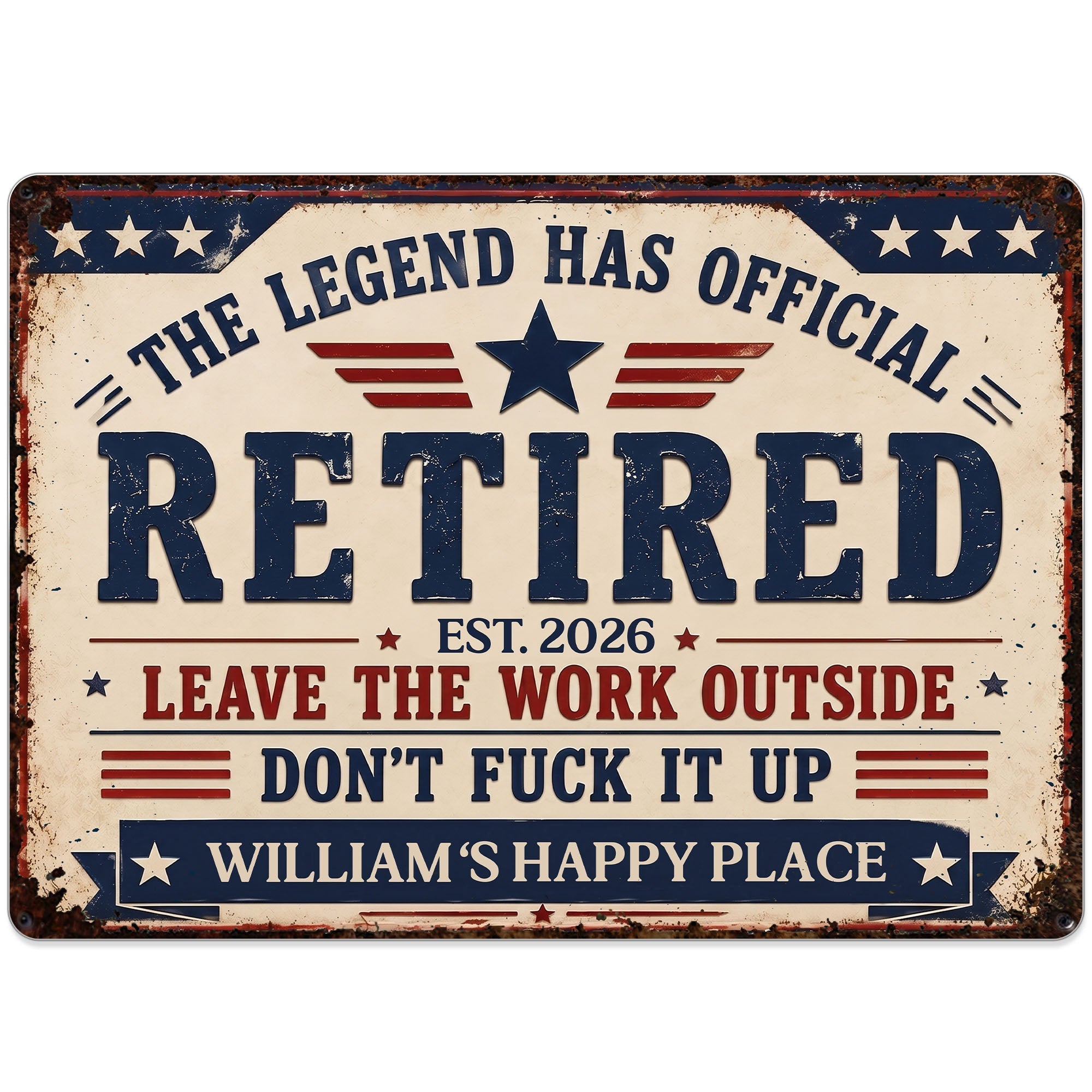 Personalized Metal Sign Custom Name Gift for Dad 4th of July