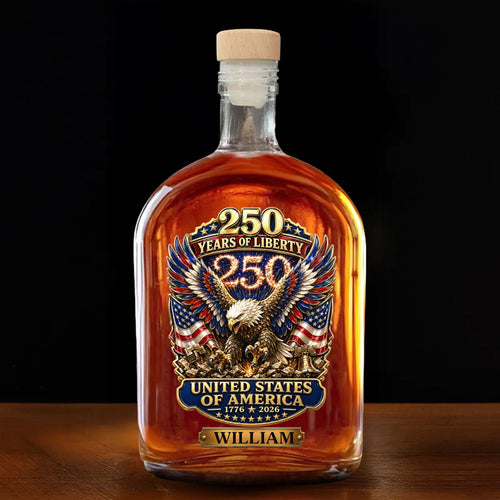 Personalized Whiskey Bottle Custom Name Eagle 250th Anniversary Gift