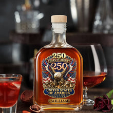 Load image into Gallery viewer, Personalized Whiskey Bottle Custom Name Eagle 250th Anniversary Gift
