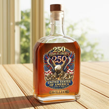 Load image into Gallery viewer, Personalized Whiskey Bottle Custom Name Eagle 250th Anniversary Gift

