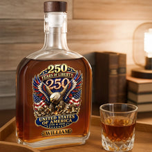 Load image into Gallery viewer, Personalized Whiskey Bottle Custom Name Eagle 250th Anniversary Gift
