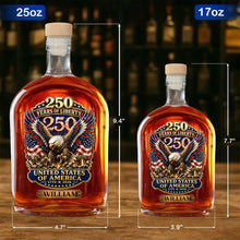 Load image into Gallery viewer, Personalized Whiskey Bottle Custom Name Eagle 250th Anniversary Gift

