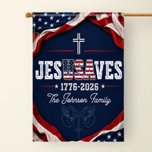 Load image into Gallery viewer, Personalized Double-Sided Garden Flag Custom Family Name USA Cross
