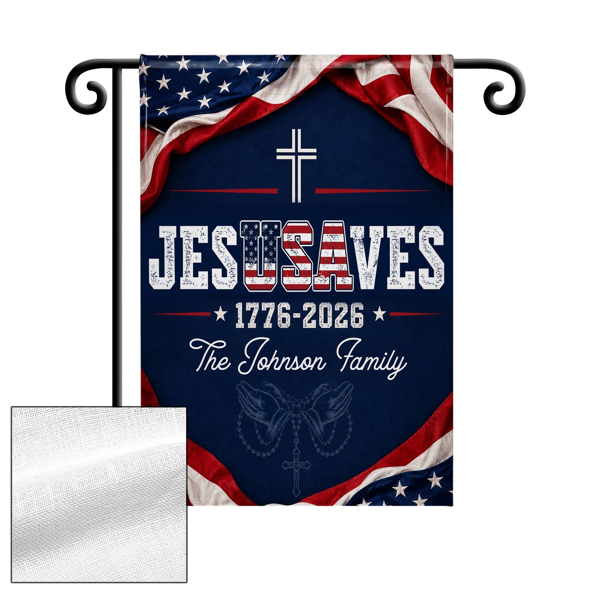 Personalized Double-Sided Garden Flag Custom Family Name USA Cross