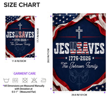 Load image into Gallery viewer, Personalized Double-Sided Garden Flag Custom Family Name USA Cross
