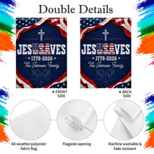 Load image into Gallery viewer, Personalized Double-Sided Garden Flag Custom Family Name USA Cross
