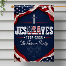 Load image into Gallery viewer, Personalized Double-Sided Garden Flag Custom Family Name USA Cross
