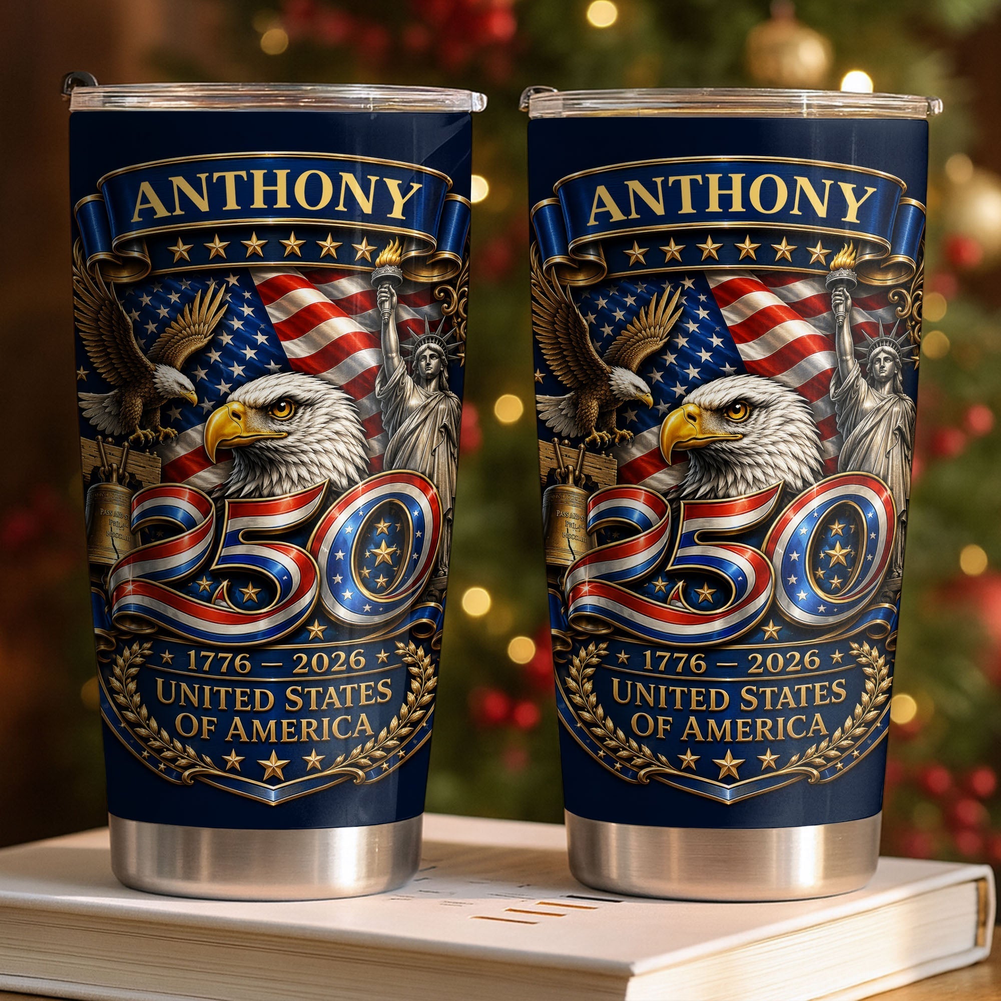 Personalized 20oz Stainless Steel Tumbler Custom Name America Gift for Dad