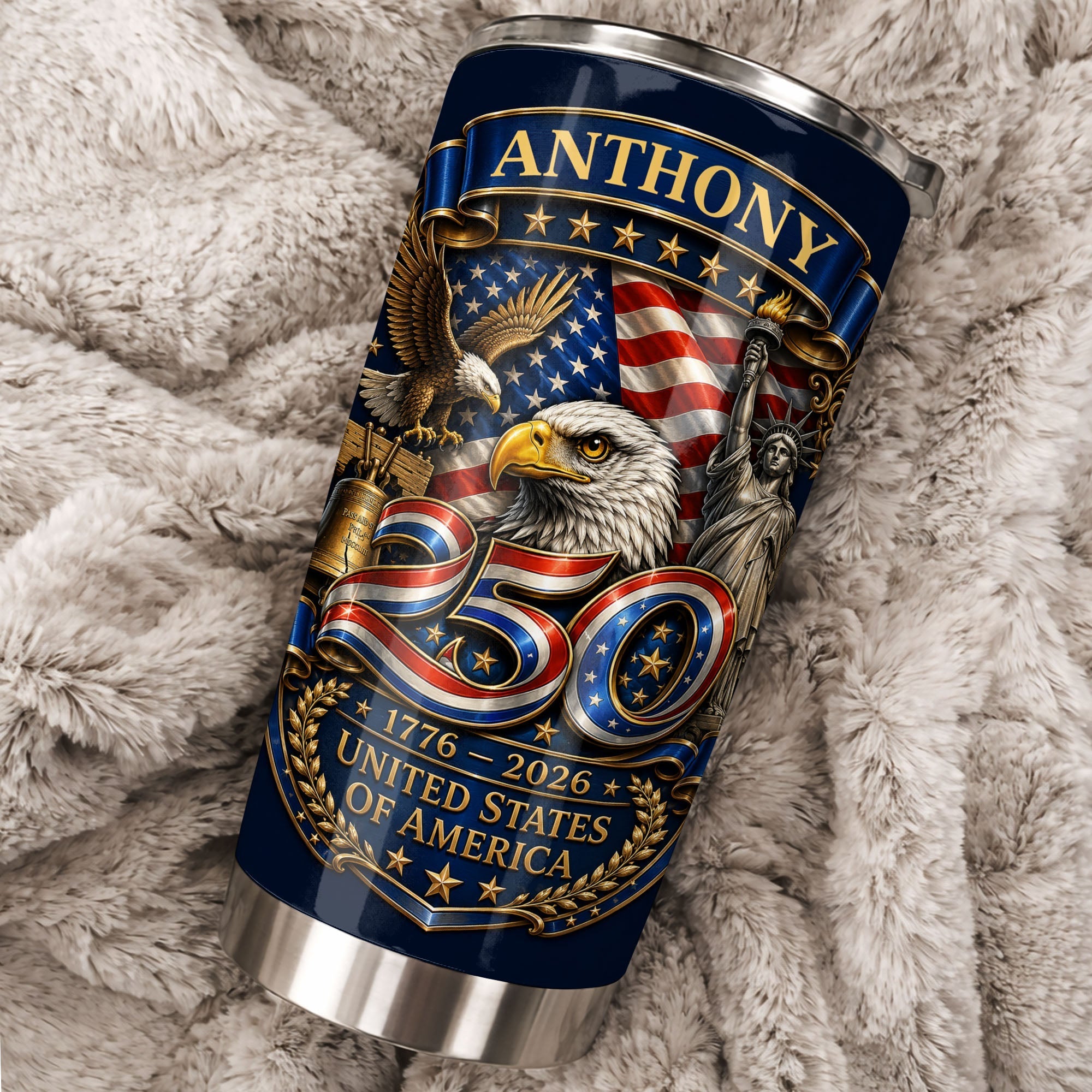 Personalized 20oz Stainless Steel Tumbler Custom Name America Gift for Dad