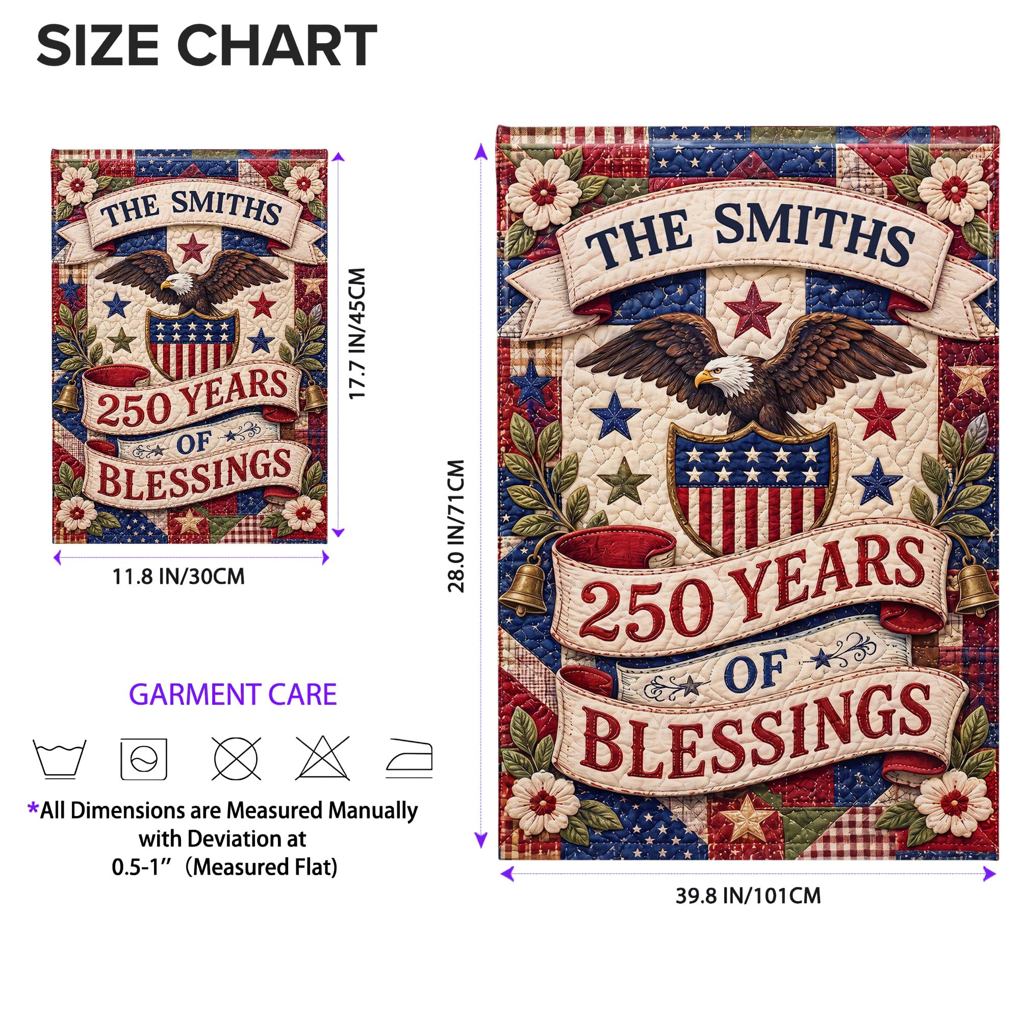 Personalized Double-Sided Garden Flag Custom Family Name 4th of July Gift