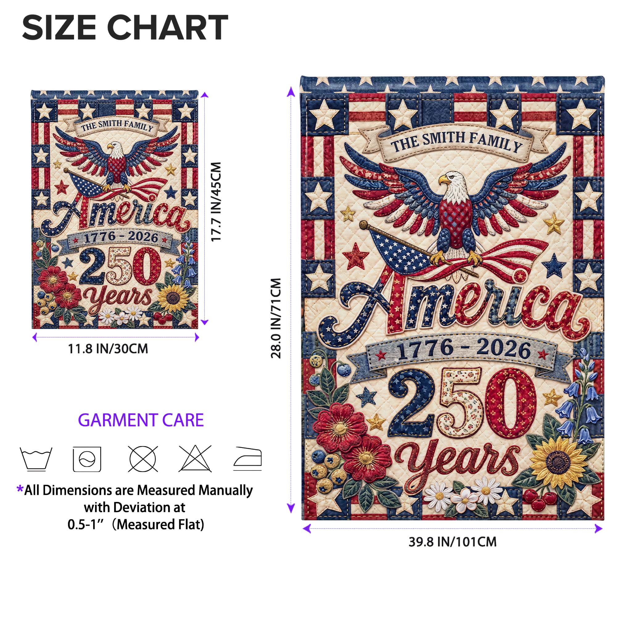 Personalized Double-Sided Garden Flag Custom Family Name USA | GradoCreations