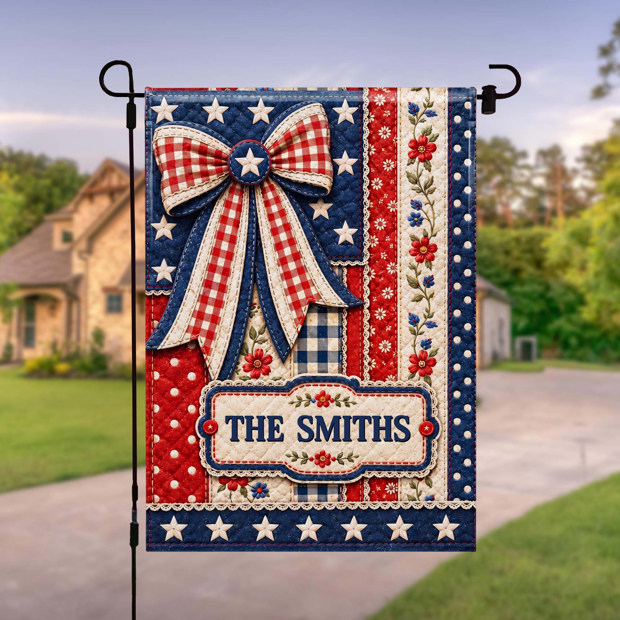 Personalized 4th of July Garden Flag Custom Family Name Gift