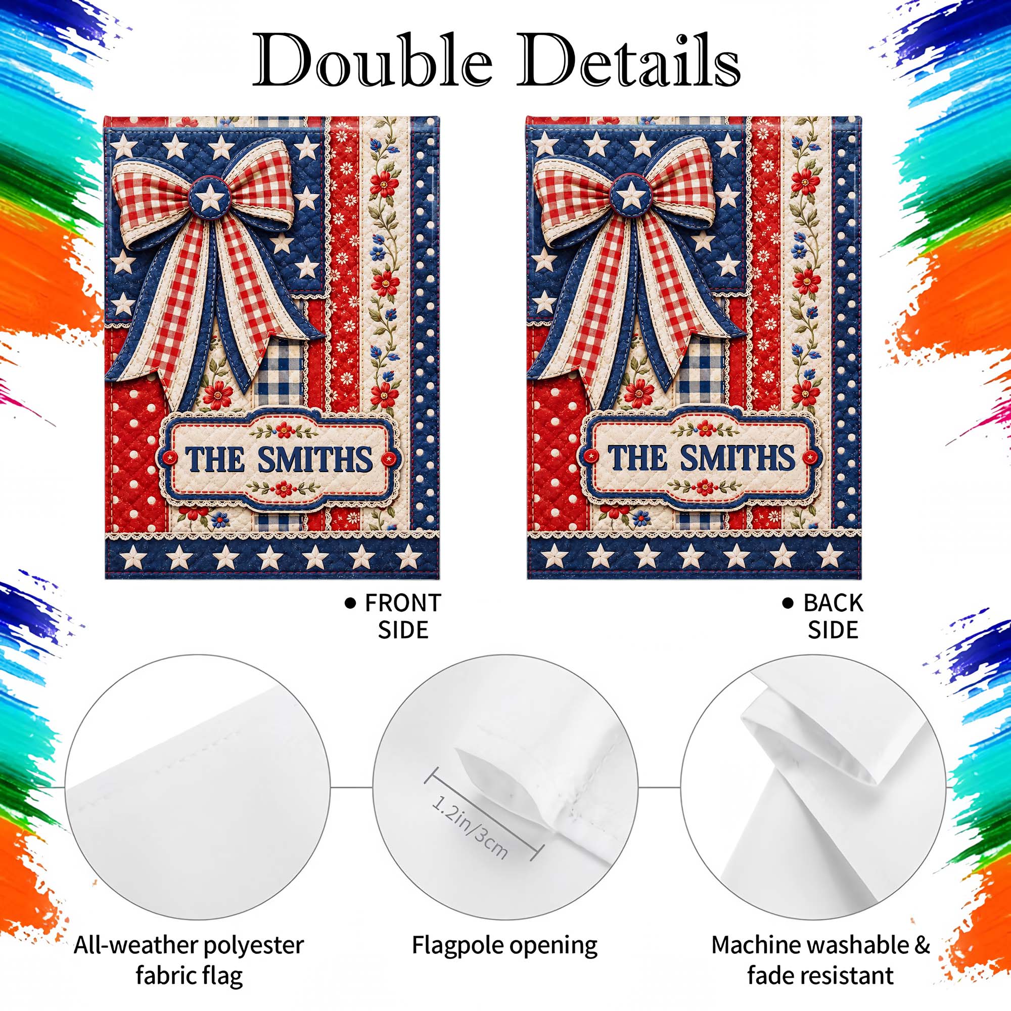 Personalized 4th of July Garden Flag Custom Family Name Gift